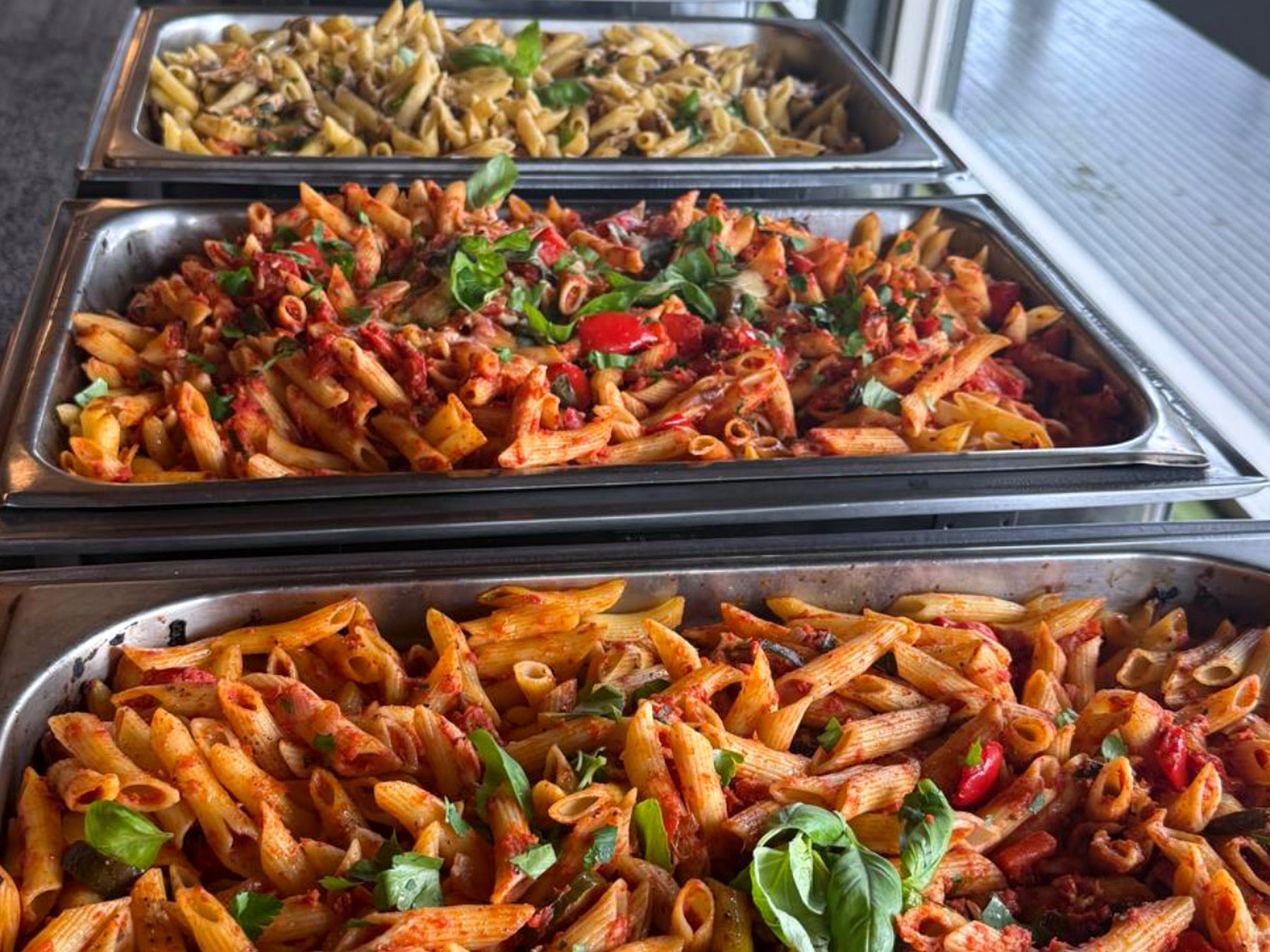 A generous everydayfood buffet prepared for an event