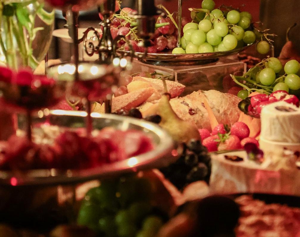 A richly styled everydayfood grazing table for a private celebration