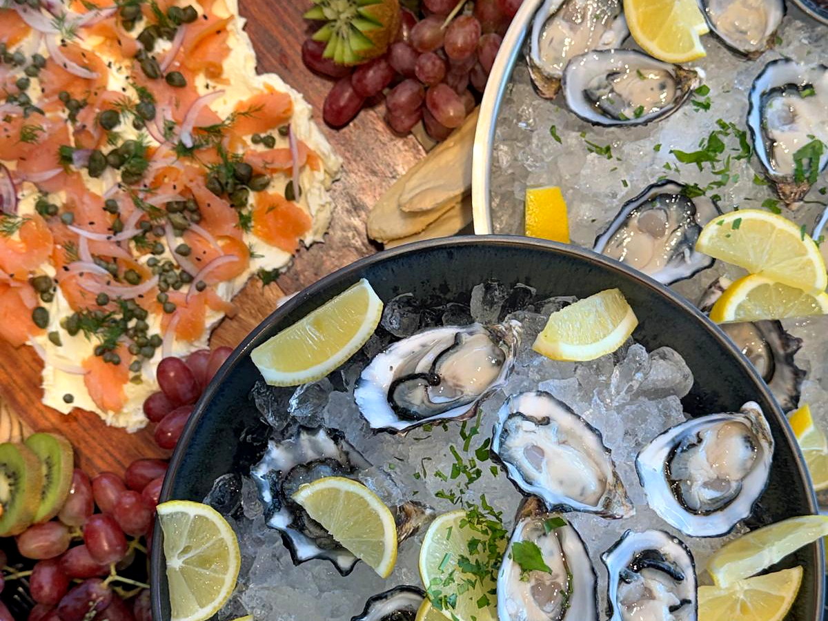 Fresh oysters and smoked salmon presented by everydayfood