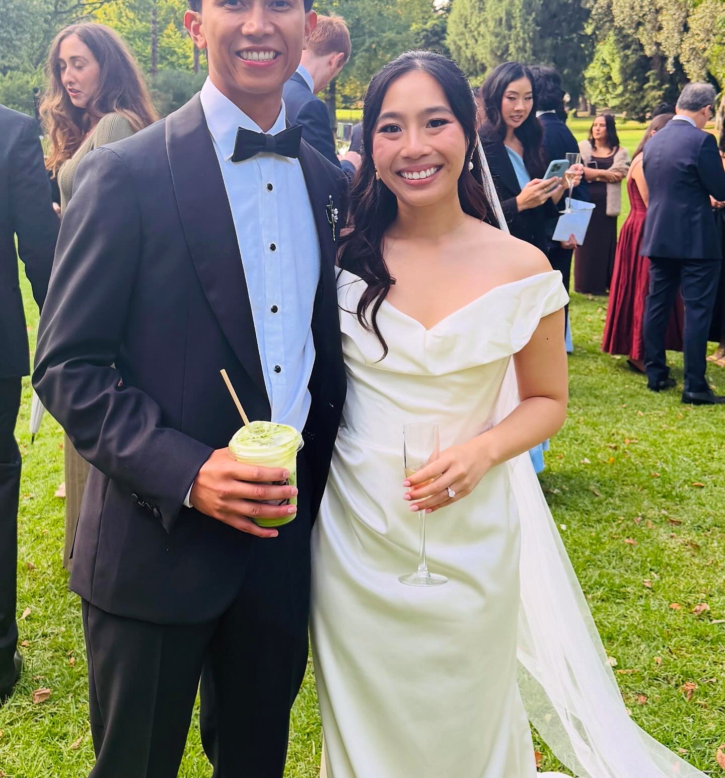 A bride and groom at their wedding celebration
