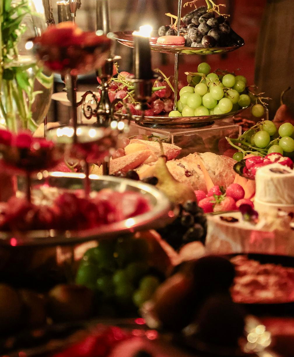 A richly styled everydayfood wedding grazing table