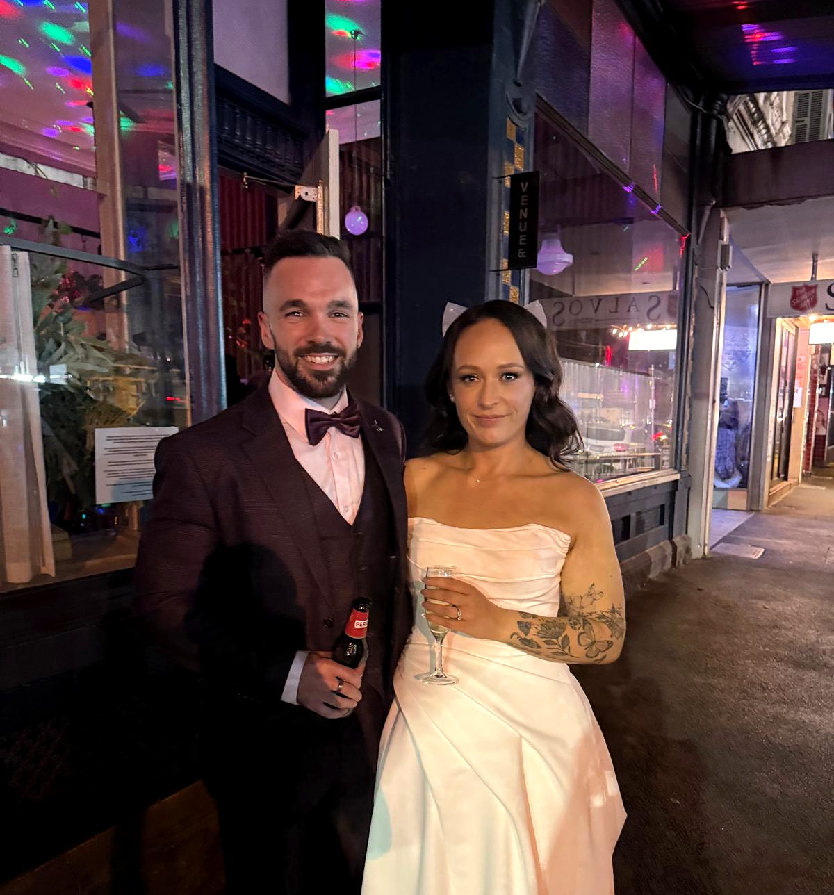 A bride and groom at their Melbourne wedding celebration